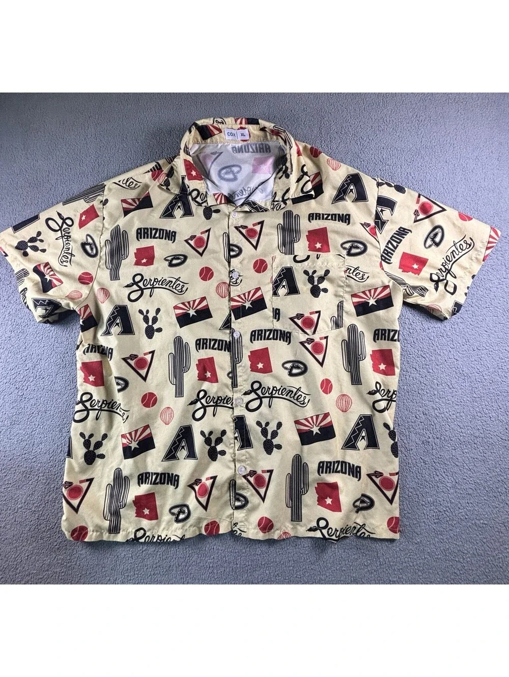 Cox Arizona Diamondbacks Cactus Serpientes Graphic Button Up Shirt Men's XL